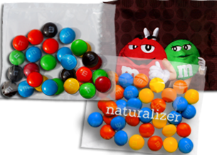 1-ounce M&M bag give-aways